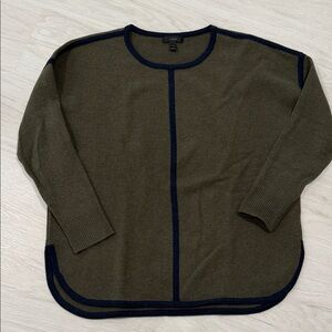 Olive Green Sweater with Navy Trim from J Crew